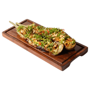 Cà tím nướng hành ớt, món cà tím nướng chay với hành phi và ớt - Nhà hàng chay Vì Quẻ Kitchen