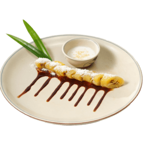 Chuối hấp nước cốt dừa, món chuối sáp hấp chay với nước cốt dừa và đậu phộng - Nhà hàng chay Vì Quẻ Kitchen