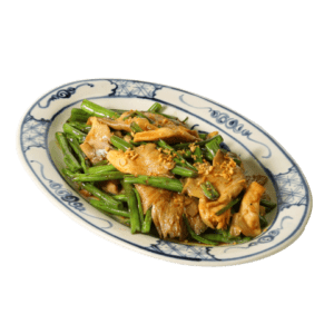 Nấm xào rau muống, món nấm bào ngư xào rau muống chay - Nhà hàng chay Vì Quẻ Kitchen