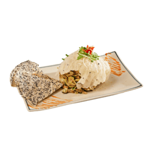 Vả Huế trộn xúc bánh đa đập, món gỏi chay đặc sản Huế với quả vả và bánh đa mè - Nhà hàng chay Vì Quẻ Kitchen