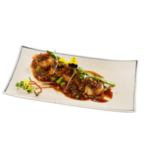 Nấm áp chảo sốt tiêu xanh, món nấm đùi gà áp chảo chay với sốt tiêu xanh - Nhà hàng chay Vì Quẻ Kitchen